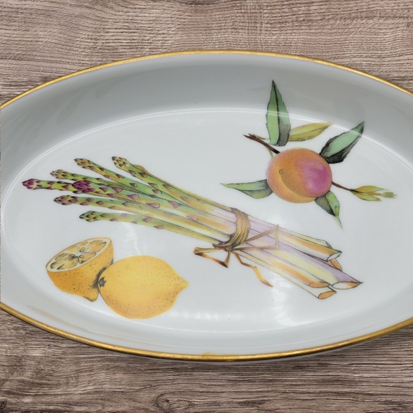 Vintage Evesham Royal Worcester Fine China Gold Rim Baking Dish Discontinued - Picture 2 of 6